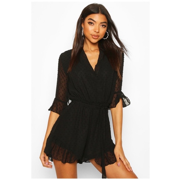 COPY - BOOHOO Mesh Ruffle-Hem Romper - Picture 2 of 5